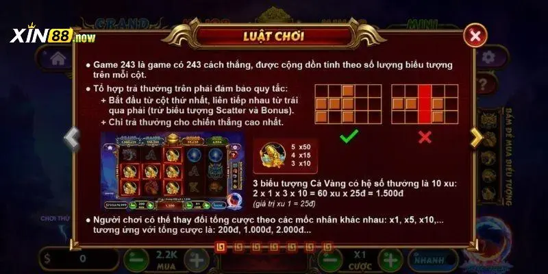 Luật chơi khá thú vị và đơn giản cho mọi khách hàng